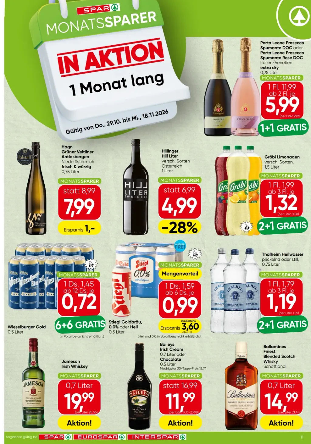 Spar Flugblatt ab 29.10.2026 (Donnerstag)