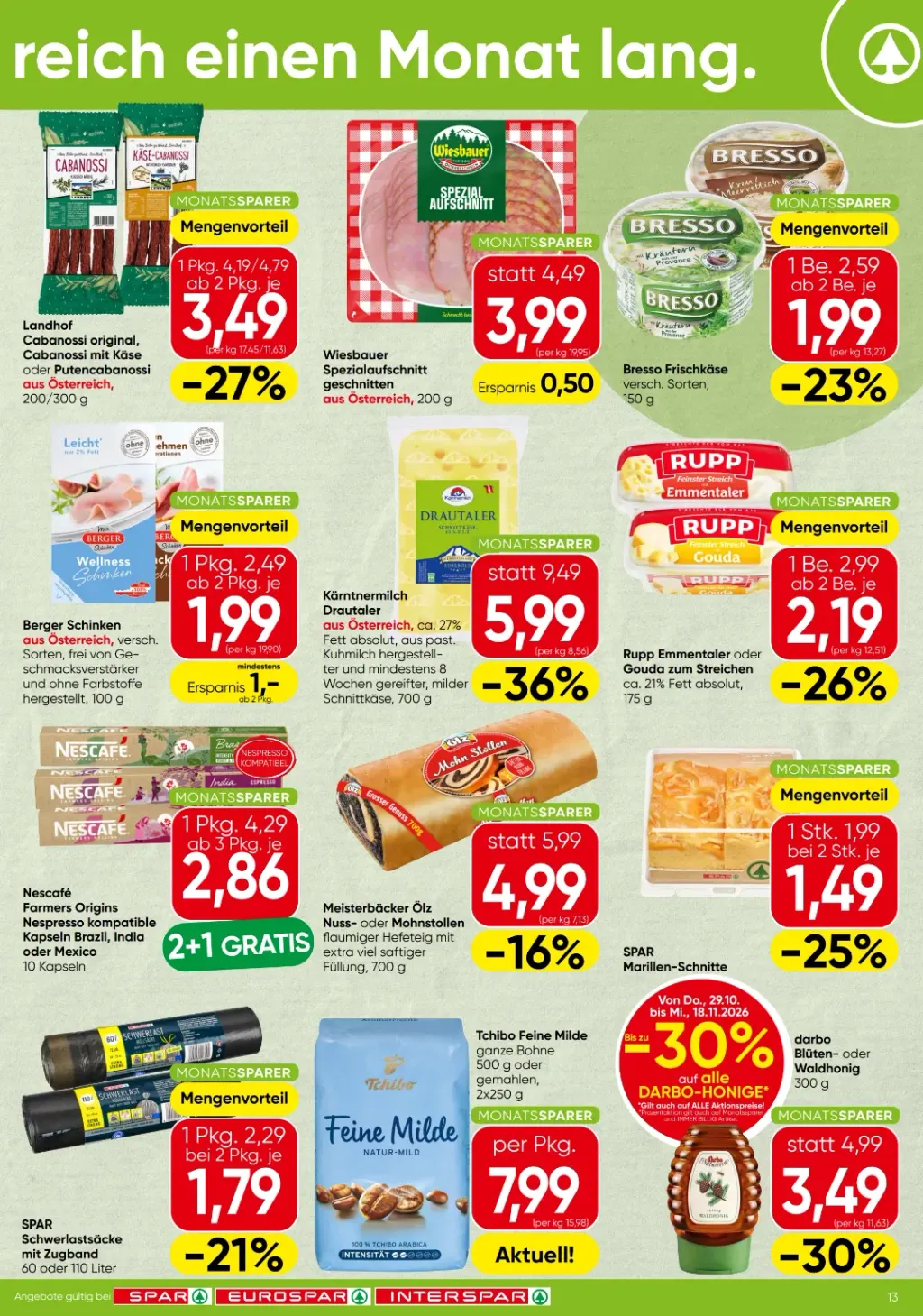 Spar Flugblatt ab 29.10.2026 (Donnerstag)