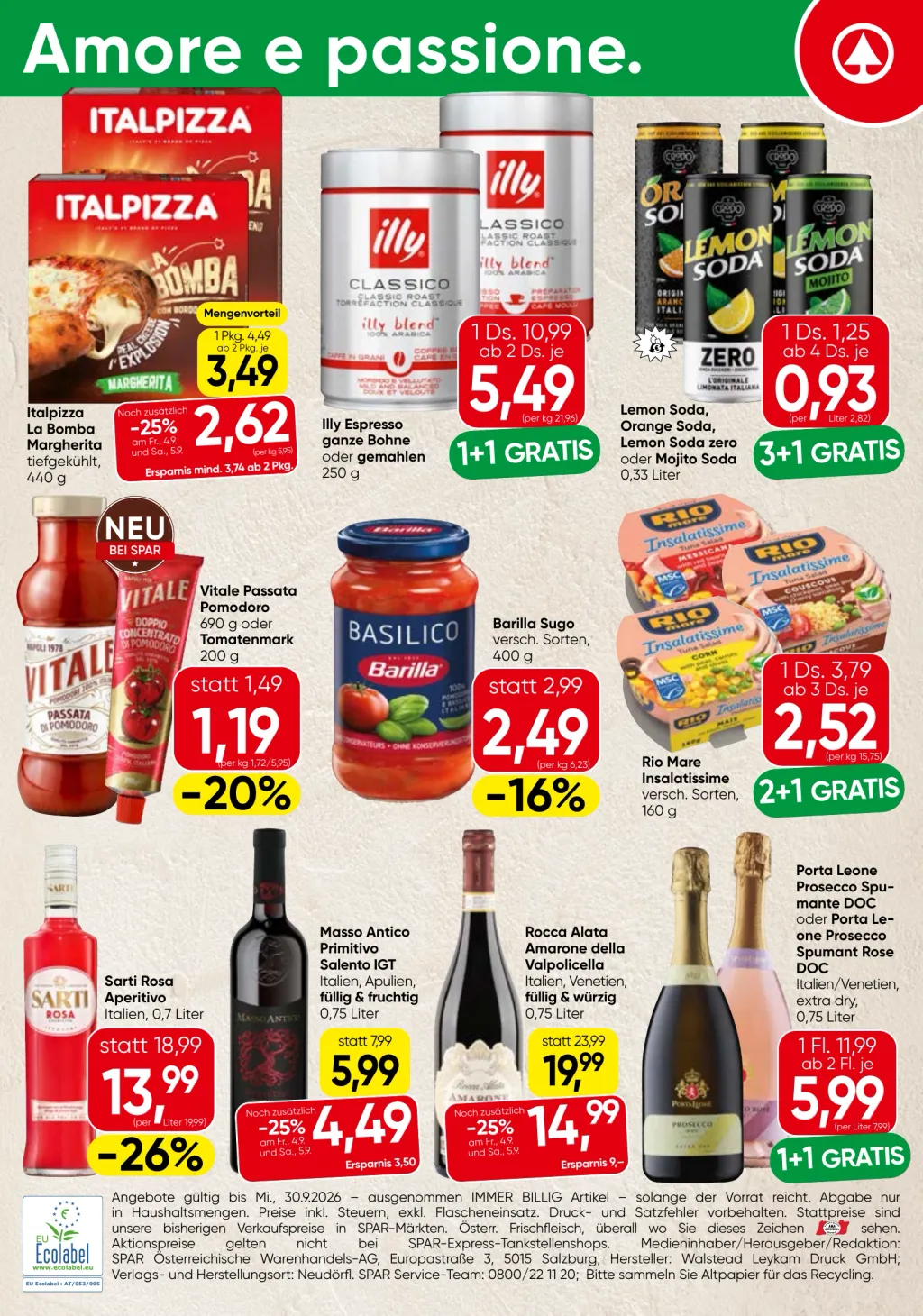 Spar İtalien Flugblatt ab 03.09.2026 (Donnerstag)