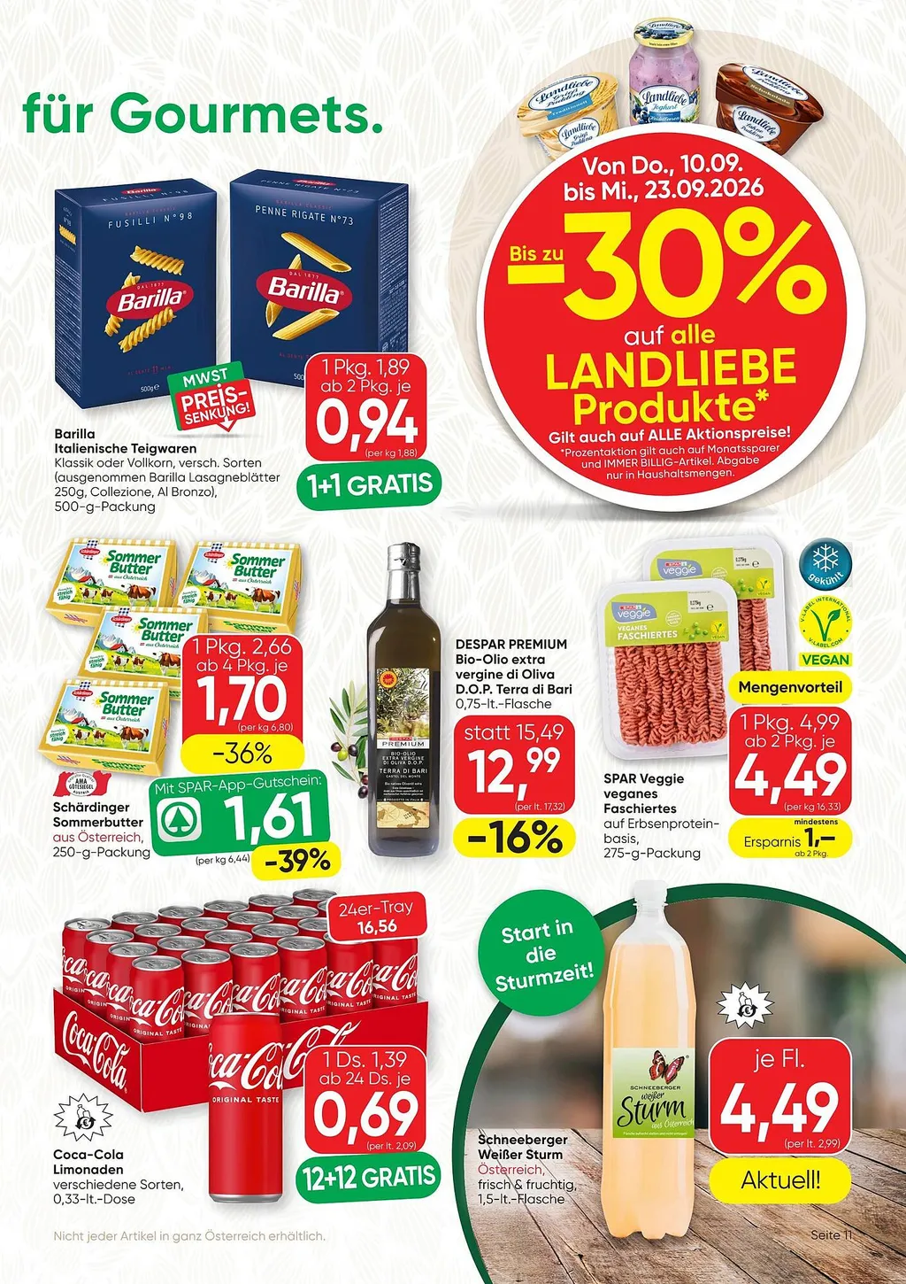 Spar Gourmet Flugblatt ab 10.09.2026 (Donnerstag)