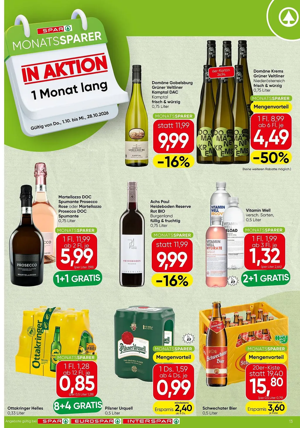 Spar Flugblatt ab 01.10.2026 (Donnerstag)