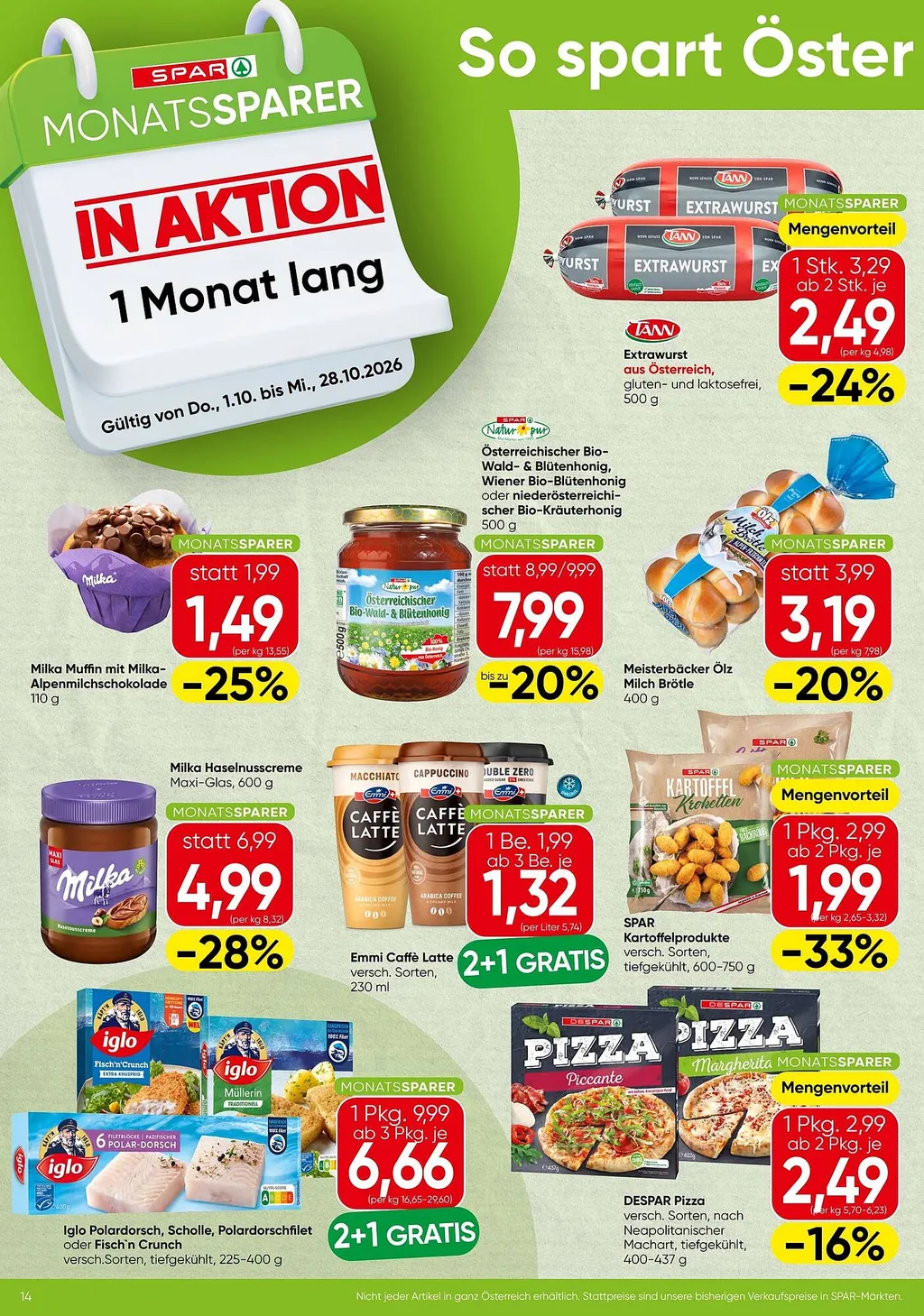 Spar Flugblatt ab 01.10.2026 (Donnerstag)