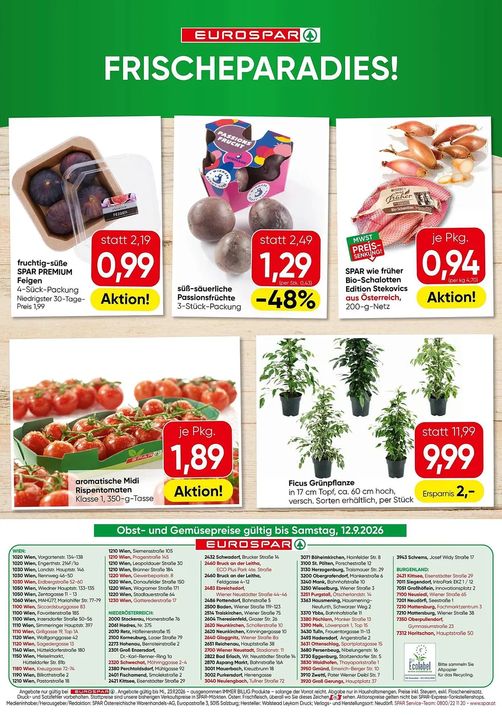 Eurospar Flugblatt ab 10.09.2026 (Donnerstag)