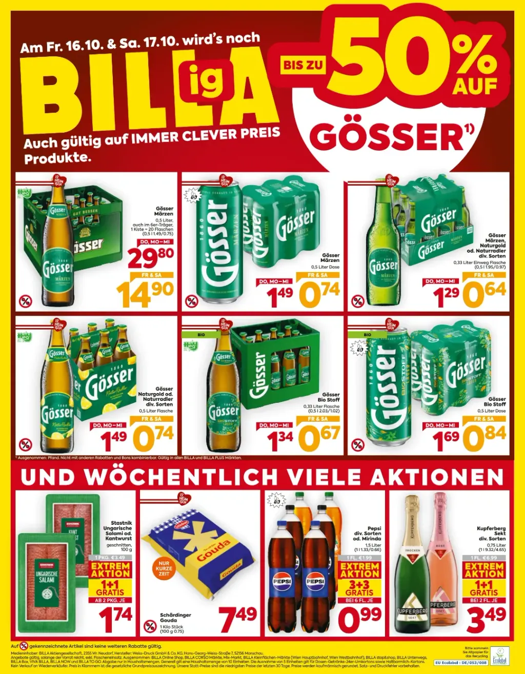 Billa Flugblatt ab 15.10.2026 (Donnerstag)