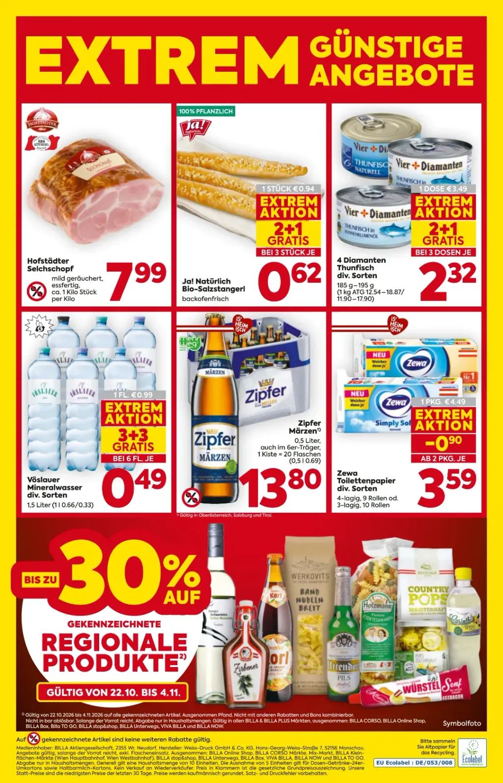 Billa Flugblatt ab 22.10.2026 (Donnerstag)