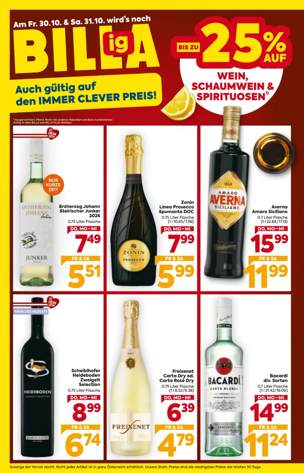 Billa Flugblatt ab 29.10.2026 (Donnerstag)