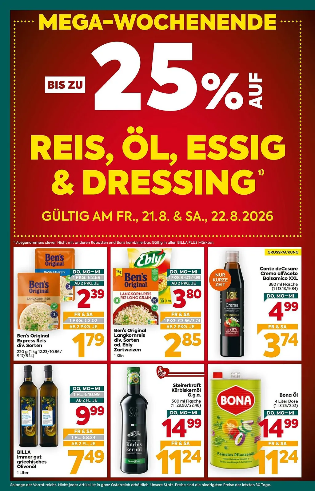 Billa Plus Flugblatt ab 20.08.2026 (Donnerstag)