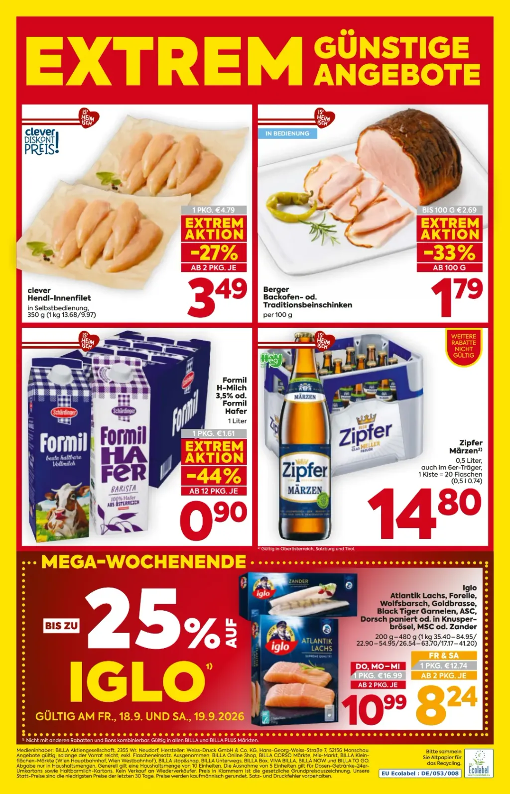Billa Flugblatt ab 17.09.2026 (Donnerstag)