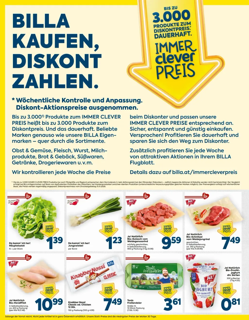Billa Flugblatt ab 01.10.2026 (Donnerstag)
