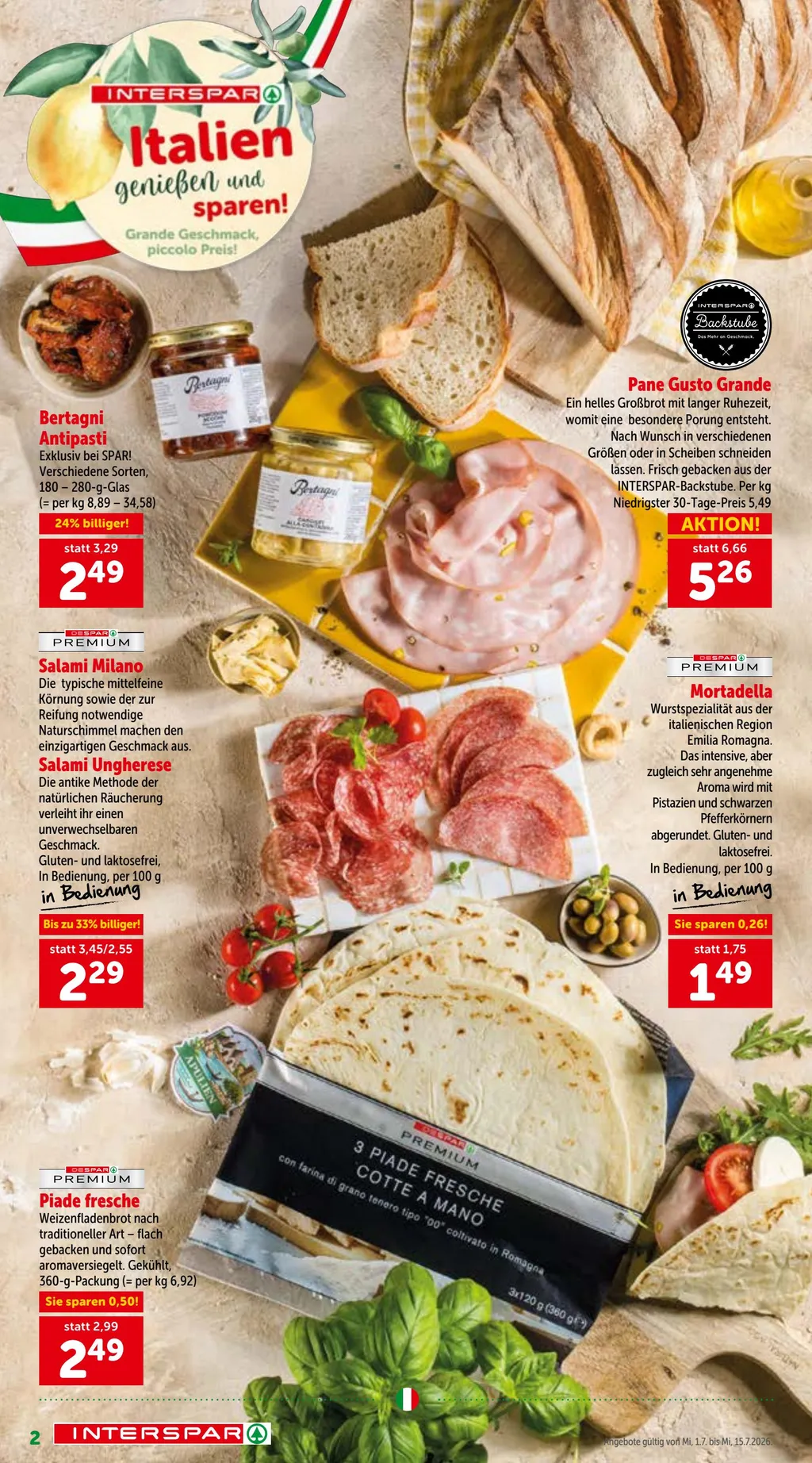 Interspar Italien Flugblatt ab 01.07.2026 (Mittwoch)