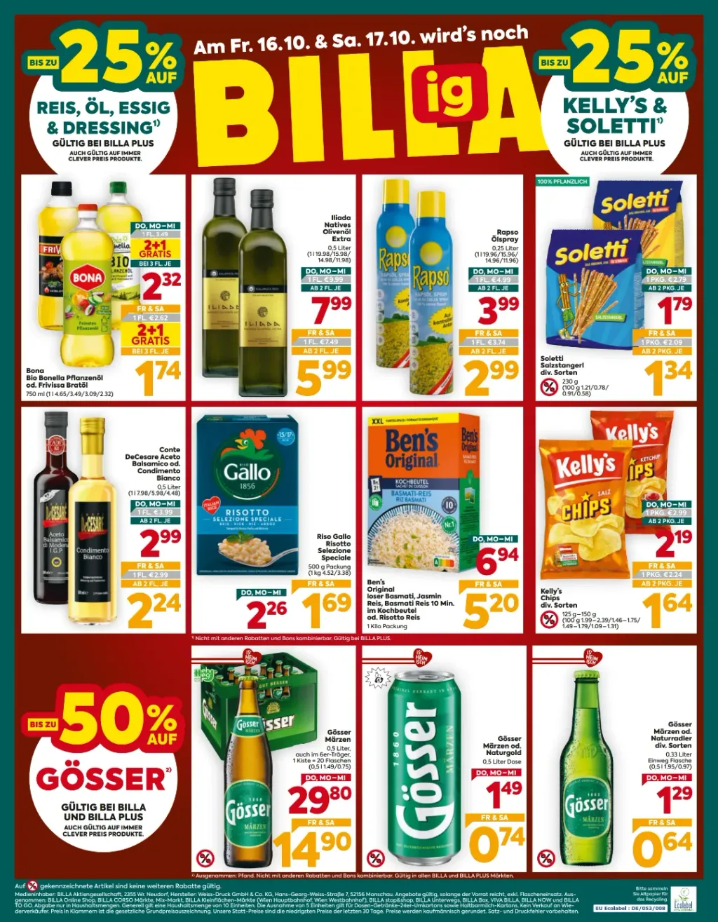 Billa Plus Flugblatt ab 15.10.2026 (Donnerstag)