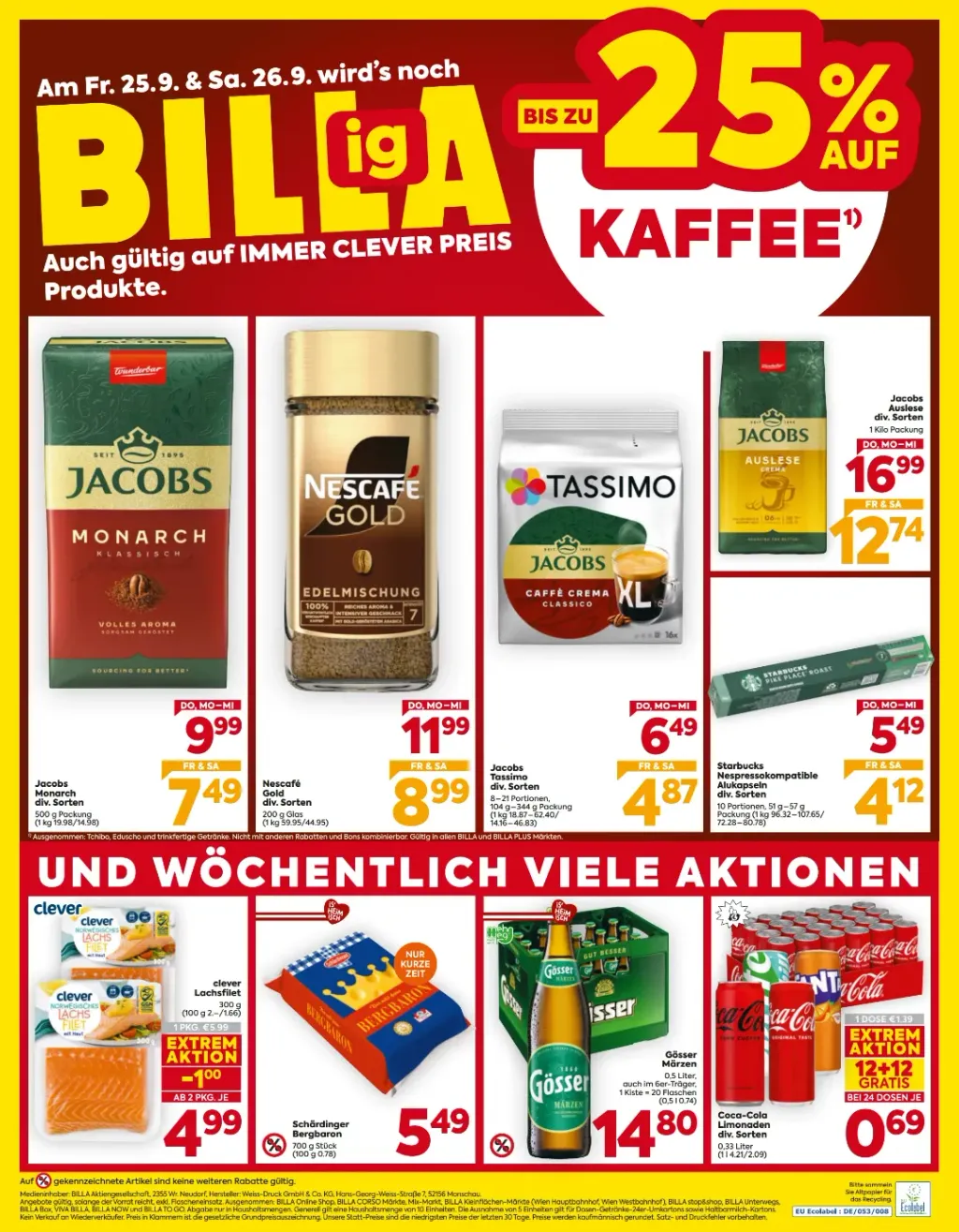 Billa Flugblatt ab 24.09.2026 (Donnerstag)