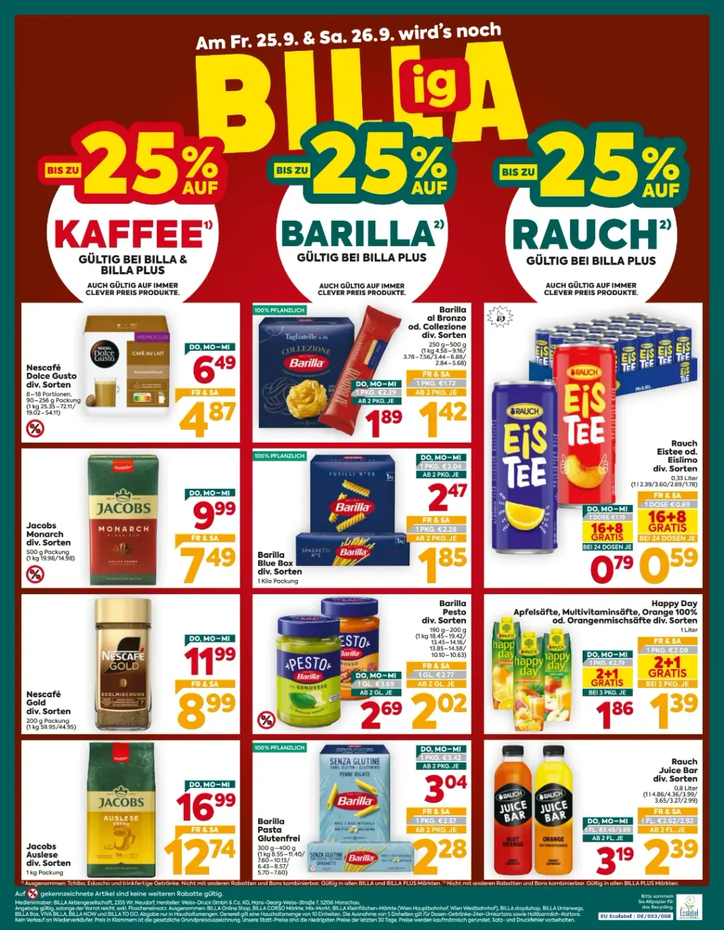 Billa PLUS Flugblatt ab 24.09.2026 (Donnerstag)
